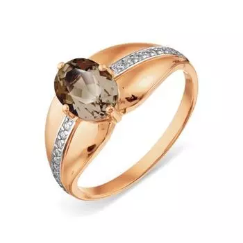 Кольцо с раухтопазом и фианитами Линии Любви