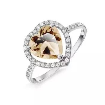 Кольцо с раухтопазом и фианитами Линии Любви