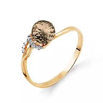 Кольцо с раухтопазом и фианитами Линии Любви