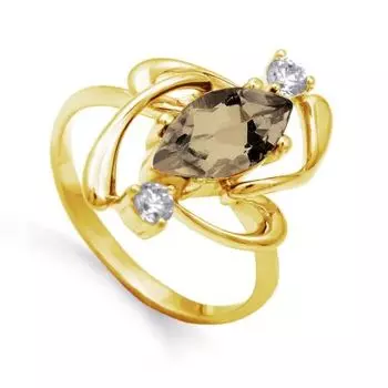 Кольцо с раухтопазом и фианитами Линии Любви