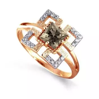 Кольцо с раухтопазом и фианитами Линии Любви