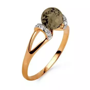 Кольцо с раухтопазом и фианитами Линии Любви