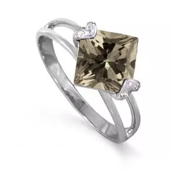 Кольцо с раухтопазом и фианитами Линии Любви