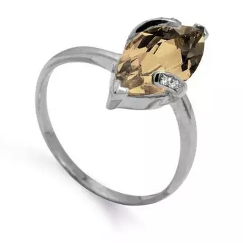 Кольцо с раухтопазом и фианитами Линии Любви