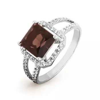 Кольцо с раухтопазом и фианитами Линии Любви