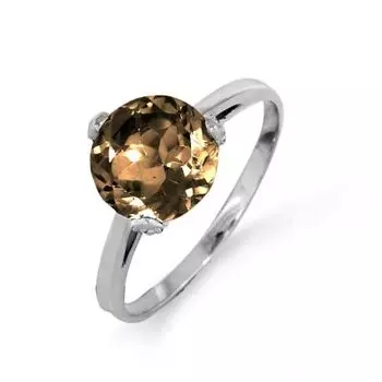 Кольцо с раухтопазом и фианитами Линии Любви