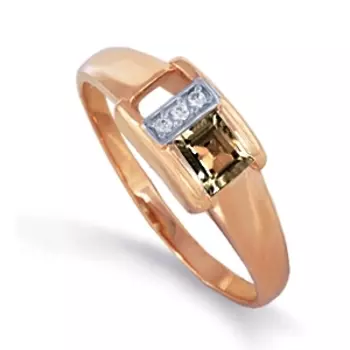 Кольцо с раухтопазом и фианитами Линии Любви