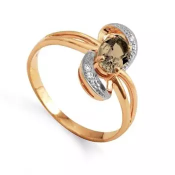 Кольцо с раухтопазом и фианитами Линии Любви