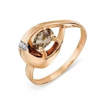 Кольцо с раухтопазом и фианитами Линии Любви