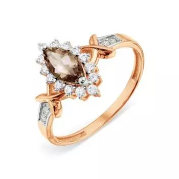 Кольцо с раухтопазом и фианитами Premiums Линии Любви