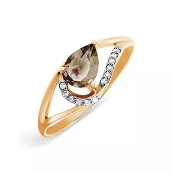 Кольцо с раухтопазом и фианитами Premiums Линии Любви