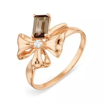 Кольцо с раухтопазом и фианитом Линии Любви