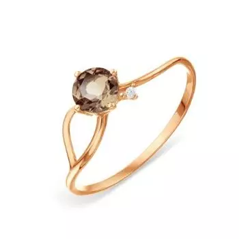 Кольцо с раухтопазом и фианитом Линии Любви