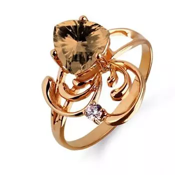 Кольцо с раухтопазом и фианитом Линии Любви