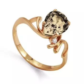 Кольцо с раухтопазом и фианитом Линии Любви