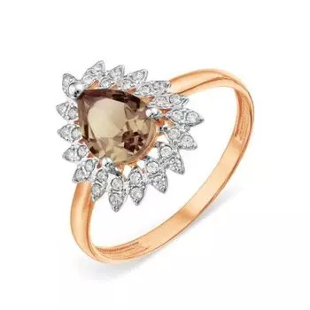 Кольцо с раухтопазом и Swarovski Zirconia Линии Любви