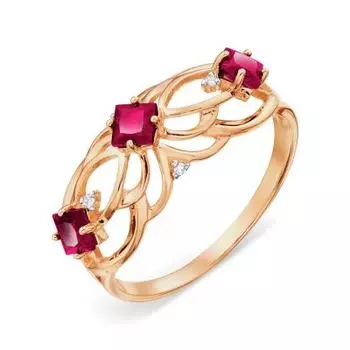 Кольцо с рубинами и бриллиантами Линии Любви