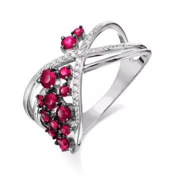 Кольцо с рубинами и бриллиантами Линии Любви