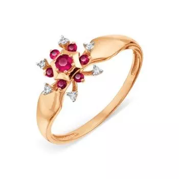 Кольцо с рубинами и бриллиантами Линии Любви