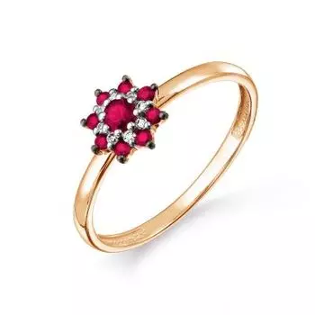 Кольцо с рубинами и бриллиантами Линии Любви