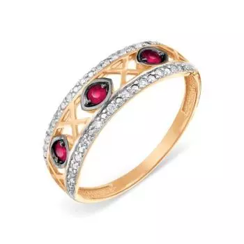 Кольцо с рубинами и бриллиантами Линии Любви