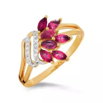 Кольцо с рубинами и бриллиантами Линии Любви