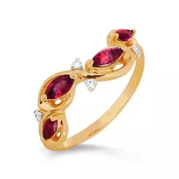 Кольцо с рубинами и бриллиантами Линии Любви