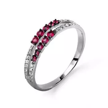 Кольцо с рубинами и бриллиантами Линии Любви