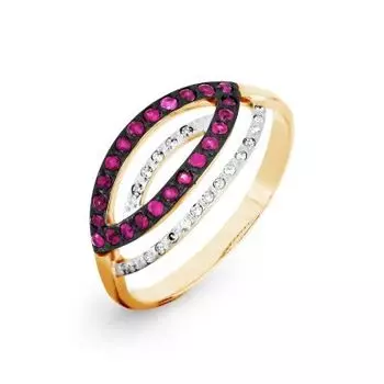 Кольцо с рубинами и бриллиантами Линии Любви