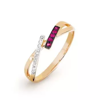 Кольцо с рубинами и бриллиантами Линии Любви