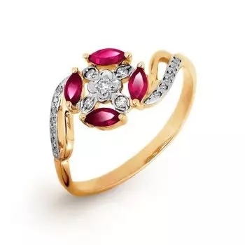 Кольцо с рубинами и бриллиантами Линии Любви