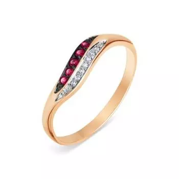 Кольцо с рубинами и бриллиантами Линии Любви