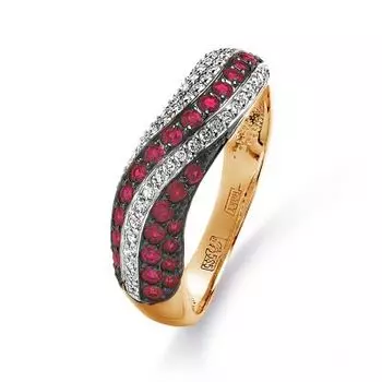 Кольцо с рубинами и бриллиантами Линии Любви