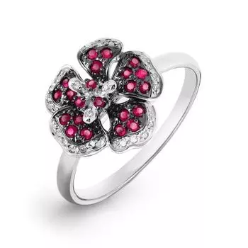 Кольцо с рубинами и бриллиантами Линии Любви
