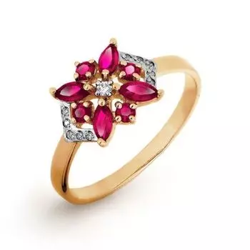 Кольцо с рубинами и бриллиантами Линии Любви