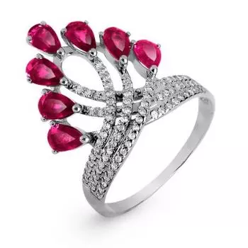 Кольцо с рубинами и бриллиантами Линии Любви