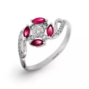 Кольцо с рубинами и бриллиантами Линии Любви