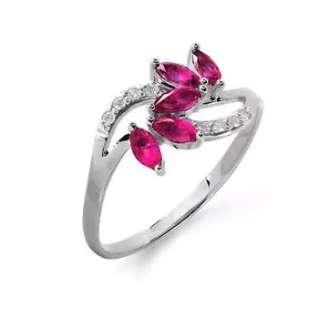 Кольцо с рубинами и бриллиантами Линии Любви
