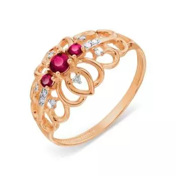 Кольцо с рубинами и бриллиантами Линии Любви