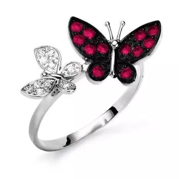 Кольцо с рубинами и бриллиантами Линии Любви