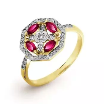 Кольцо с рубинами и бриллиантами Линии Любви