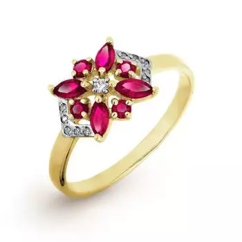 Кольцо с рубинами и бриллиантами Линии Любви