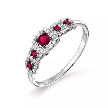 Кольцо с рубинами и бриллиантами Линии Любви