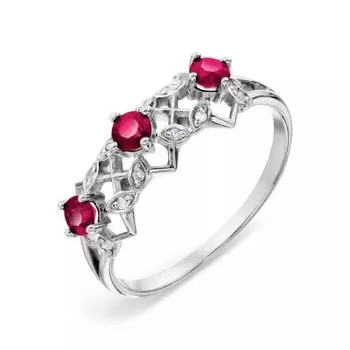 Кольцо с рубинами и бриллиантами Линии Любви