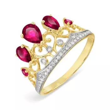Кольцо с рубинами и бриллиантами Линии Любви