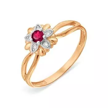 Кольцо с рубином и бриллиантами Линии Любви