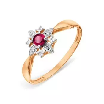 Кольцо с рубином и бриллиантами Линии Любви
