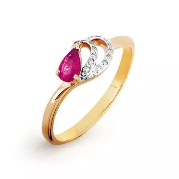 Кольцо с рубином и бриллиантами Линии Любви