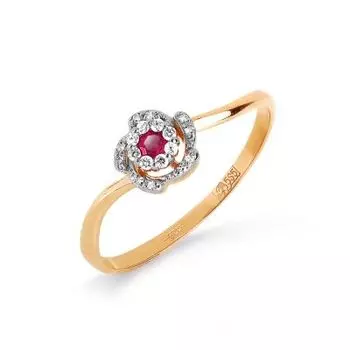 Кольцо с рубином и бриллиантами Линии Любви