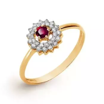 Кольцо с рубином и бриллиантами Линии Любви
